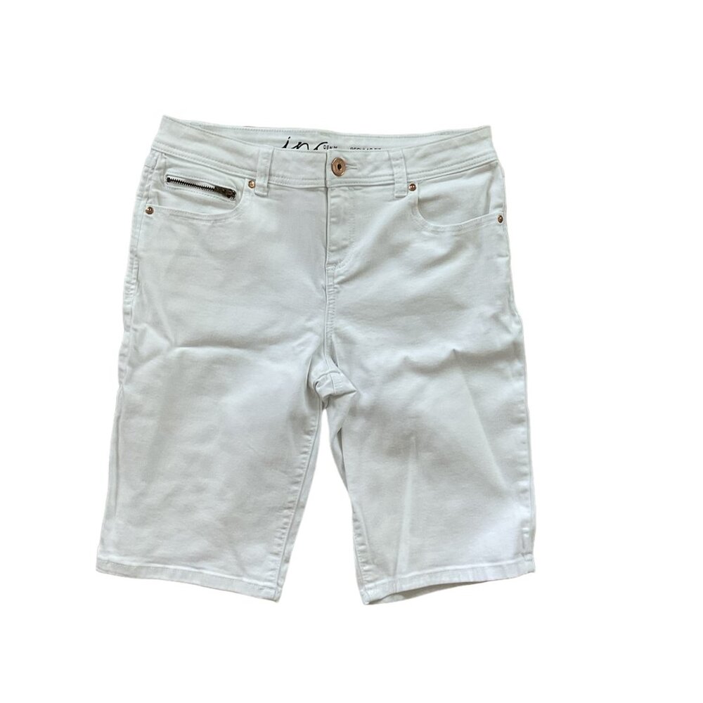 INC Women's Shorts White Denim Bermuda Size 6